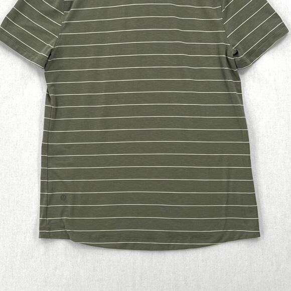 LULULEMON Evolution Short Sleeve Polo Shirt Mens XS Green Nevis Striped Sage - Picture 10 of 15